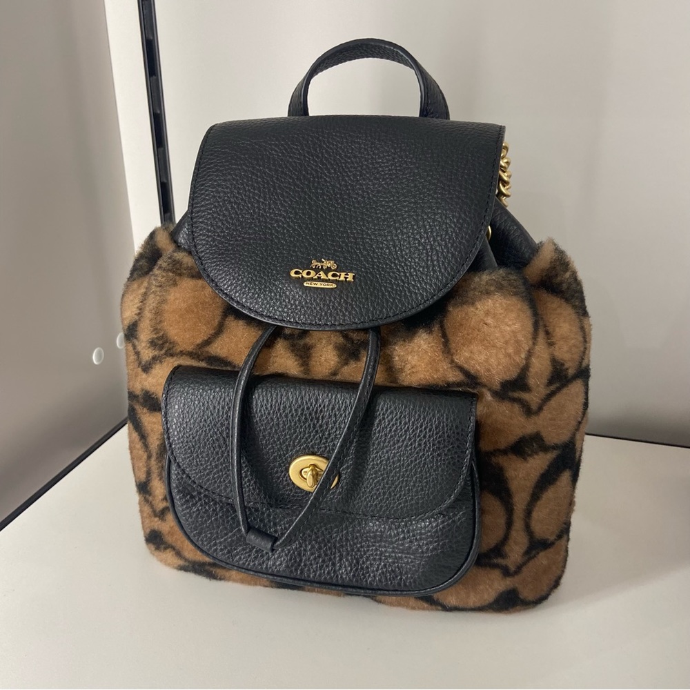 Coach X Jennifer Lopez Pennie Backpack 22 In Signature Shearling